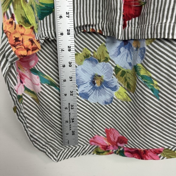 Parsley & Sage Button Up Shirt Tunic Womens 1X Stripe Floral 3/4 Sleeve Boho Art - Picture 8 of 9